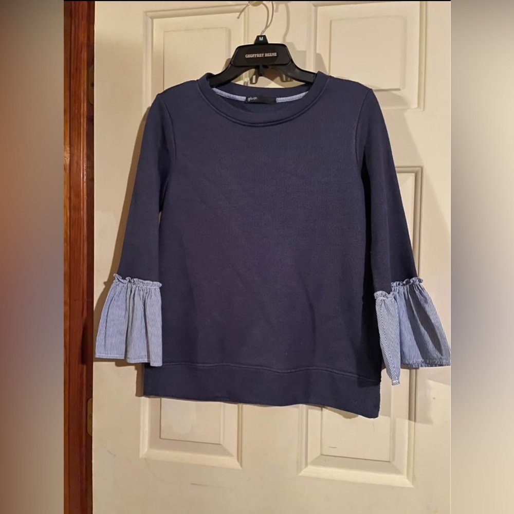 Gibson Navy Top with Striped Detail